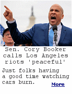 ''The reality is, we see peaceful protests launching in Los Angeles,'' the New Jersey senator said, ''A lot of these peaceful protests are being generated because the president of the United States is sowing chaos and confusion by arresting people who are showing up for their immigration hearings.'' The City of Angels was plunged into chaos over the weekend after hundreds of rioters violently clashed with federal immigration authorities, attempting to impede their ability to carry out deportations.